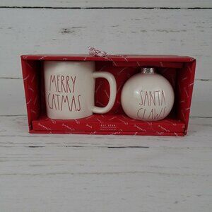New Rae Dunn Cat Lover Mug Christmas Ornament Gift Set Merry Catmas Santa Claws